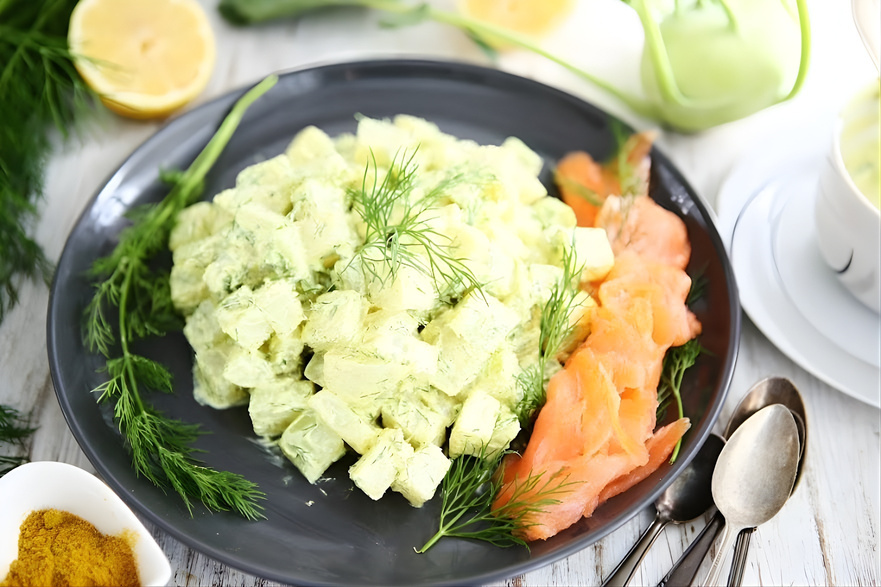 Illustration: Warm Salmon and Kohlrabi Salad