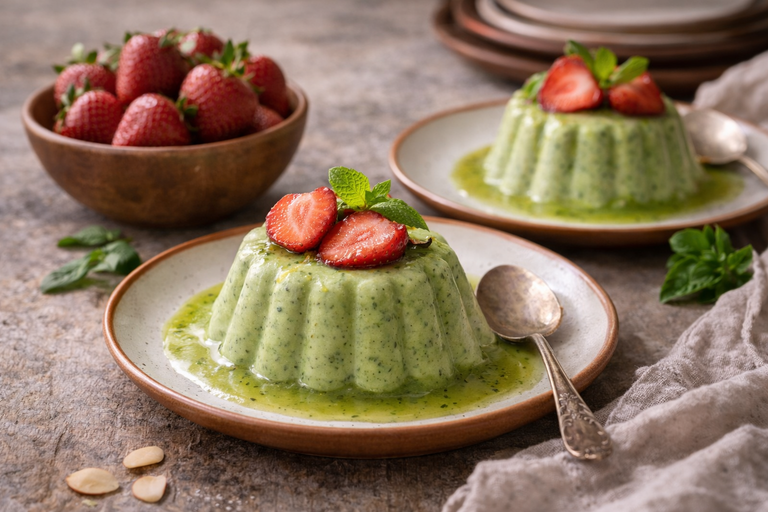 Illustration: Spinach and Dandelion Panna Cotta