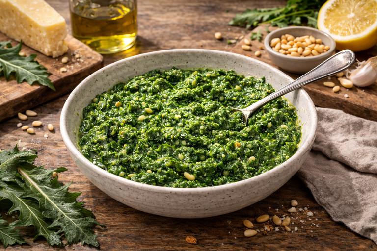 Illustration: Dandelion Greens Pesto